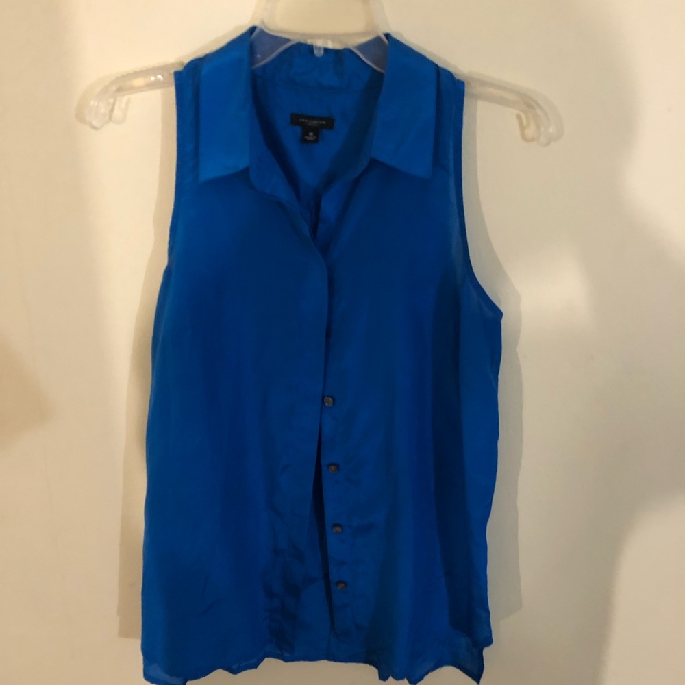 Royal blue sleeveless camp shirt